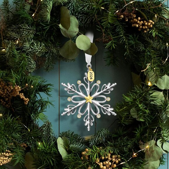 🆕 Christmas Tree Ornaments Set 3 Pieces Metallic Snowflake Hanging Home Decor - Picture 7 of 7